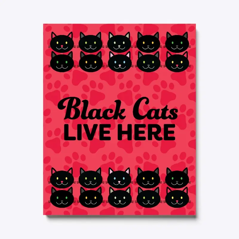 Black Cats Live Here Home Decor Wall Art